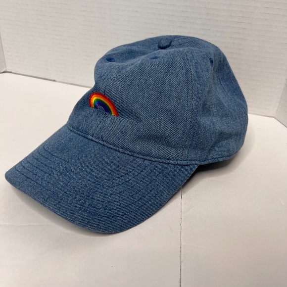 Blue Denim Rainbow Patch Dad Baseball Hat - Picture 2 of 9
